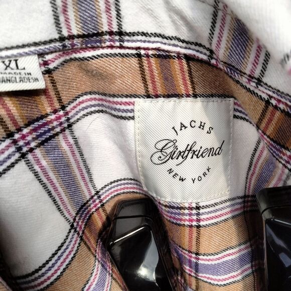 Jachs Girlfriend Western Plaid Flannel Shacket Shirt XL - Picture 2 of 9